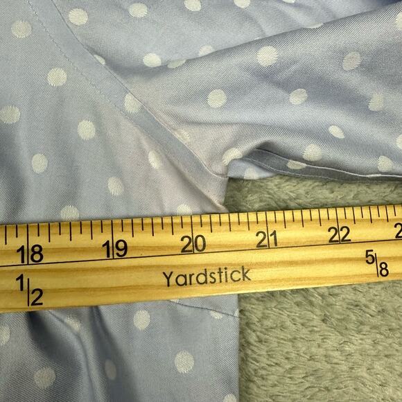 Chicos Size 1/ US 8/10 Womens Blue Non Iron Cotton Ruffle Dot Button Up Shirt - Picture 6 of 7